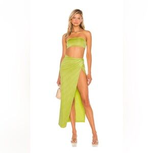 Superdown Karolyna Maxi Skirt Set in Citron